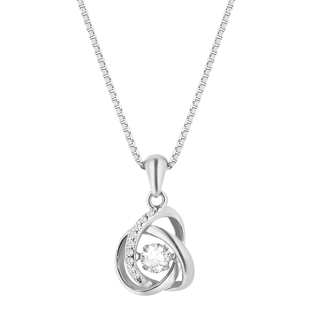 ZAVYA925 Sterling Silver Modern Cubic Zirconia Anti Tarnish Rhodium Plating Pendant Necklace | Gift for Women and Girls | 1 Year Plating Warranty