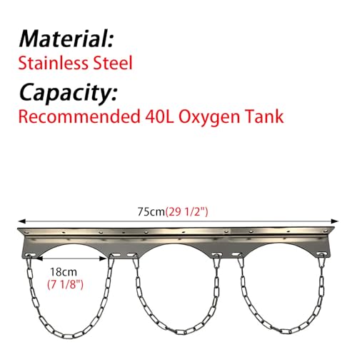 Support bouteille d'oxygène mural compact en acier inoxydable de 75 cm - 7