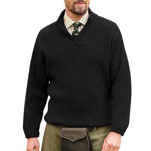 RTRDE Men's Fashion Shawl Collar Pullover Casual Long Sleeve Knitted Dress Sweater Winter Work Tops, M-4XL2