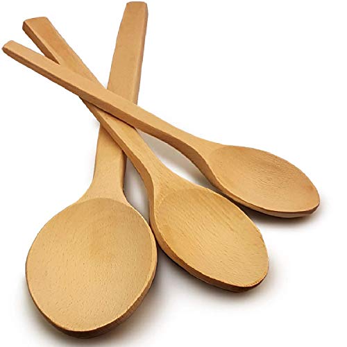 MoonWood Lot de 3 cuillères de cuisine (3 tailles) - Antiadhésives, sains et naturels - 3 cuillères en bois dur de qualité supérieure fabriquées à la main pour la cuisine Cover