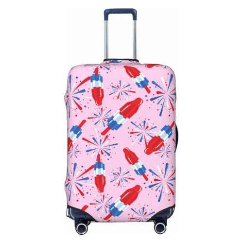Patriotic Firecracker Luggage Cover Protector Elastic Washable Anti-Scratch Suitcase Covers With Zipper Closure For Luggage 18-32 Inch Large