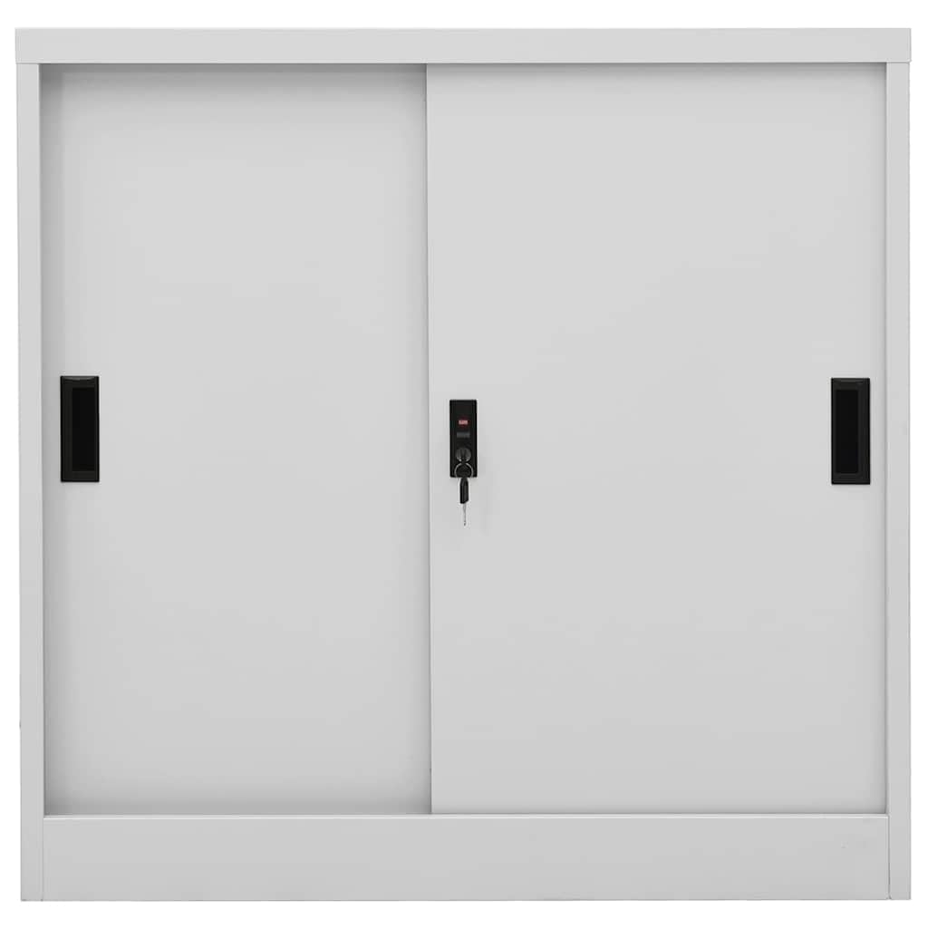 Armoire de Bureau en Acier Gris Clair 90x40x90 cm avec Porte Coulissante