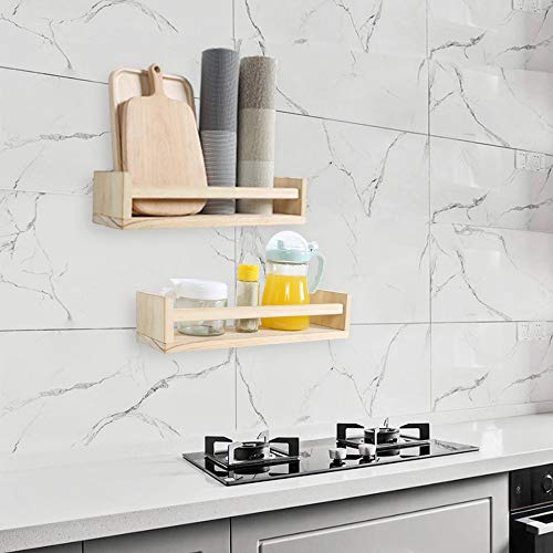 Opulars Nursery Bookshelf- Set Of 2- Baby Floating Bookshelf Or Book Shelf Organizer For Kids Nursery Decor,Wall Shelves For Kitchen Spice Rack,Pine Natural Wood #TOP3