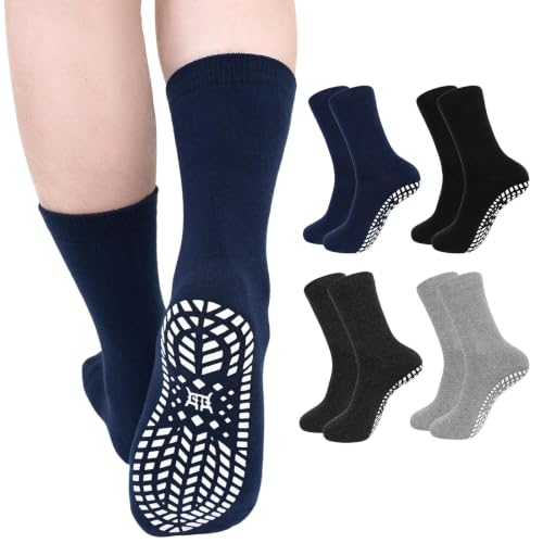 Image of ZAKASA Non Slip Grip Socks - Non Skid Crew Grippy Socks for Men Women Anti Slip Grippers for Elderly Hospital Yoga Pilates