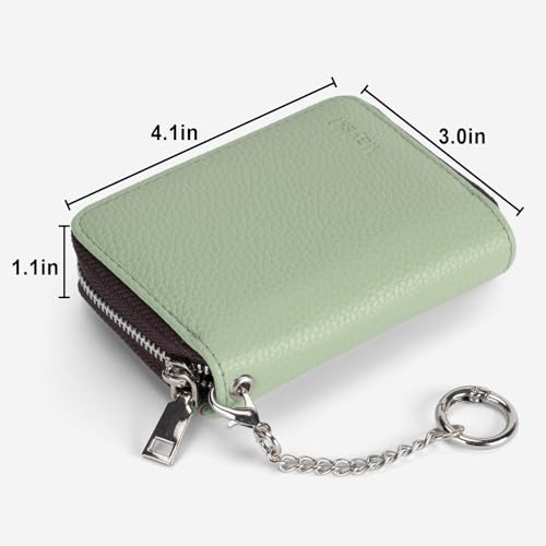 Image of Mayski Credit Card Holder, Zipper Credit Card Wallet for Women, Small Accordion Card Cases Holder, KeyChain Wallet, Business Card Holder, Spearmint