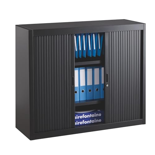 Générique Armoire Basse à Rideaux démontable Hauteur de comptoir 100 x 120 cm (Noir)