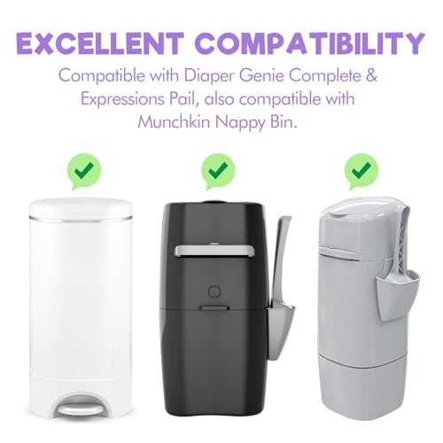 Image of 10 Pack for Genie Diaper Bags Refill, Lavender Scent Fully Compatible with Diaper Genie & Munchkin, 100% Lock and Seal Odor (Cartridge is not included)