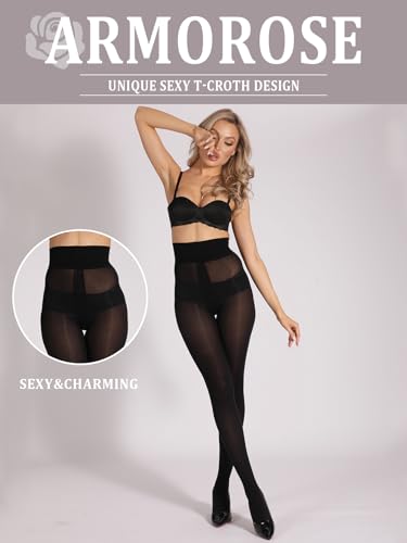 2 Pairs Indestructible Tights for Women,Rip Resistant Pantyhose, 40D Semi Sheer Control Top High Waist Tights3
