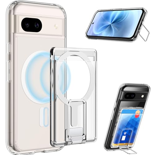 Unlicaku Google Pixel 9A �p �P-�X MagSafe�Ή� �J�[�h���[ (2��) �X�^���h�@�\�t�� �ϏՌ� ���� PC+TPU �X�}�z�P�[�X �O�[�O���s�N�Z��9A - �N���A