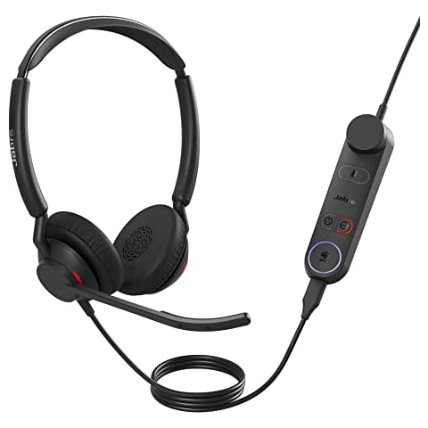 Jabra Engage 50 II Wired Stereo Headset with Link Call Control, Noise-Cancelling 3-Mic Technology and USB-A Cable, Ultra-Lightweight - MS Teams Certified, Works with All Other Platforms - Black Cover