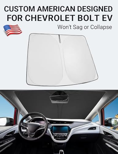 Image of Proadsy 2026 Upgrade Front Windshield Sun Shade Foldable Sunshade Protector Custom Fit 2017-2023 Bolt EV Hatchback, Premier Hatchback (NOT for Chevy Bolt EUV) Accessories