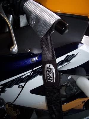 R&GRG RACING Black Nylon Flat Strap with Buckle Motorcycle Handlebar Top Strap