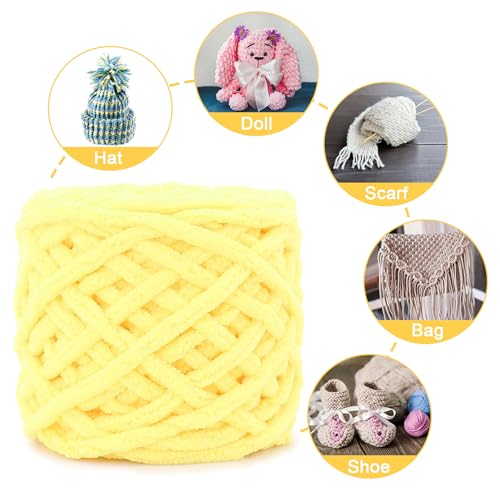 Thick Crochet Yarn Soft Ice Strip Crochet Yarn Chunky Woven Blanket Yarn for Weave Blanket Slipper(Yellow) - Image 3