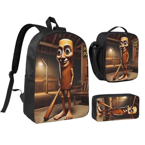 Adjustable Rucksack Lunch Bag Pencil Case Tung Tung Tung Sahur Backpacks 3pcs Set Primary Secondary Daypacks Work Laptop Bookbags Daily Gifts