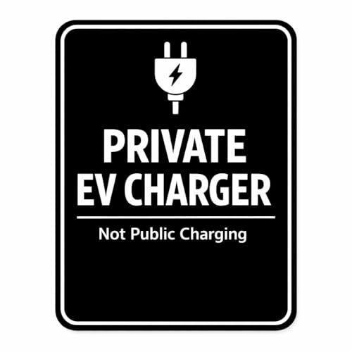 Private EV Charger Sign for Home – Not Public Charging,Black Metal EV Charging Parking Sign