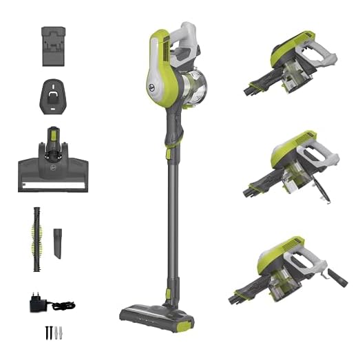 Hoover Akku-Staubsauger ohne Beutel für bis zu 120 m² mit 1 Akkuladung IStaubsauger kabellos mit LED-Licht, XL Staubbehälter & Parkfunktion I Akkusauger mit Fugendüse & Staubbürste [HF110H]