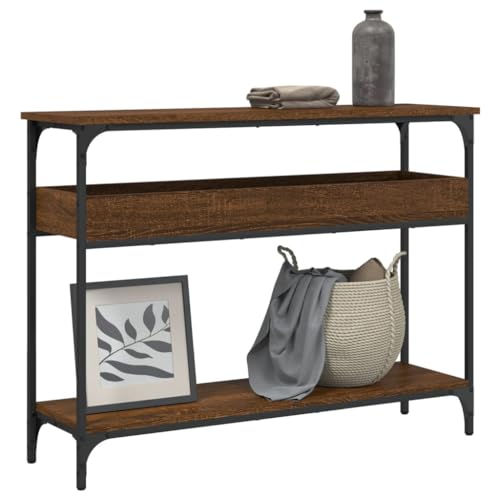 Mesa de pasillo estrecha para recibidor moderno y ordenado en color roble 2