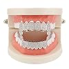Psivika Diamond Grills Gold Plated Shiny Hip Hop Teeth Grillz Caps Iced Out CZ Top and Bottom Vampire Fangs Grillz for Men and Women