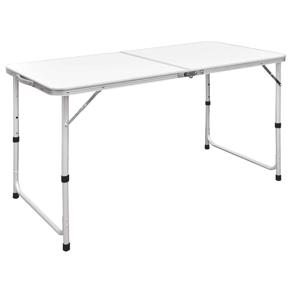 Höhenverstellbarer Campingtisch, zusammenklappbar, leichtes Aluminium, 120 x 60 cm, für Outdoor-Freizeitaktivitäten, Wandern, Grillabende und Picknicks, Campingmöbel Essentials