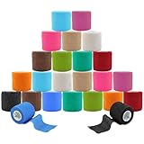 ANAMPION Selbsthaftende Bandage 24Rollen,5cmx4.5m Non-Woven Haftbandage Selbstklebend für Mensch und Tier,Flexibel Selbstklebender Verband für Sprunggelenke Schwellung,Sport,Haustiere(12-Farbe Mix)