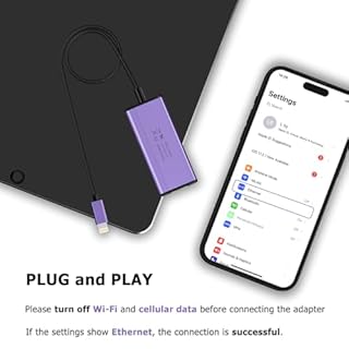 Adattatore da Lightning a Ethernet 1000 Mbps, IVSHOWCO 2 in 1 per iPhone iPad a RJ45 Ethernet LAN adattatore di rete con porta di ricarica, 1 Gigabit ad alta velocità, Plug and Play
