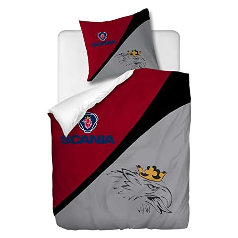 OliveSleep Scania Theme 2-Piece Bedding Set with Duvet Cover and Pillowcase, 140 x 200 cm / 65 x 65 cm x 1.Multi 22 Cover