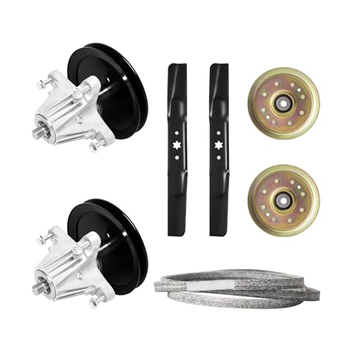 KOFINAM 42inch Deck Rebuild Kit with 2xSpindle for 918-04822 + 2xBlade for 942-04308 + 2xIdler Pulley for 956-04129C + 1xBelt for 954-04060 - Compatible with Cub Cadet LTX1040 LTX1042 RZT-42
