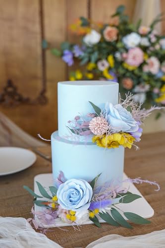 Set de Dos Adornos de Pastel de Boda con Flores Artificiales miniatura 4