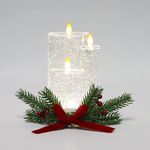 Moments In Time NM-X2190007-AMA Christmas Tabletop Decor, Snow Globe Water Spinning Led Lighted Candles thumb #4