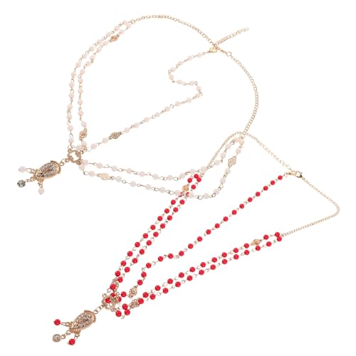 Alipis Diadema de Boda Vintage 2 Piezas con Perlas Blancas y Rojas Accesorios Cabello Bohemio Barroco Tocado Gótico con Pedrería para Novia Fiestas y Festivales
