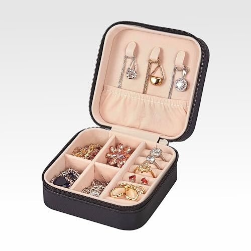 Image of P Arts Personalised Mini Jewellery Organizer for Women - Custom Name Rakhi Gift for Sister | Rakshabandhan Special Jewelry Storage Box, PU Leather Travel Case