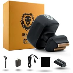 Skull Shaver One Lion Gold PRO Face Shaver for Men, LCD Display, Cordless | Cordless Rechargeable Face Shaver with Stepped Twin Foil Blades, Japanese Stainless Steel Foils, Ergonomic Grip & LCD Display