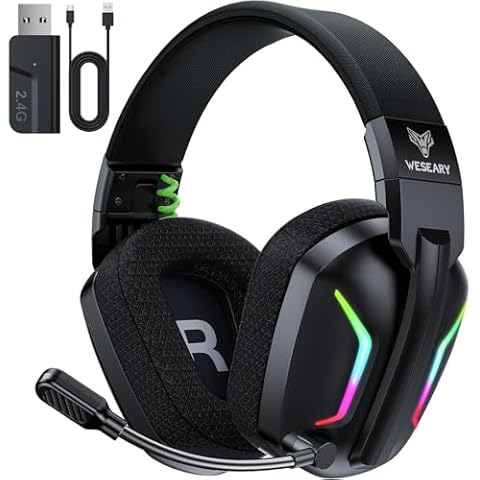 WESEARY Wireless Gaming Headset with LED Lighting Cover