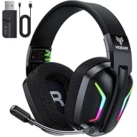 WESEARY WG1 Cuffie Gaming Wireless, 2,4 GHz Cuffie Gaming con Microfono per PS5, PS4, PC, Switch, Mac, Mobile, Cuffie per PS5 con Stereo, Cuffie Bluetooth Over Ear con Luce LED, Batteria da 50 Ore