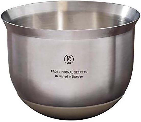 Professional Secrets Stainless Steel Mixing Bowls - Designed in Sweden, Non-Slip Silicone Base, Stackable Nesting Container Perfect Kitchenaide for Whipping, Baking, Cooking, Salad Mixer - 1.2 QT