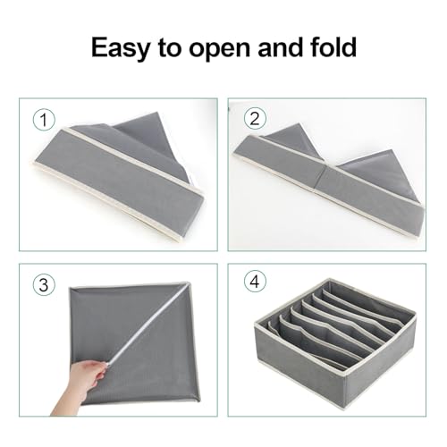 smtfcty 2 Stück Aufbewahrungsboxen 7 Zellen Schublade Bh Organizer, Faltbare Schubladen Unterwäsche Organizer für Unterwäsche zum Aufbewahren von BHS, Schublade Divider Home Schlafsaal Kleiderschrank