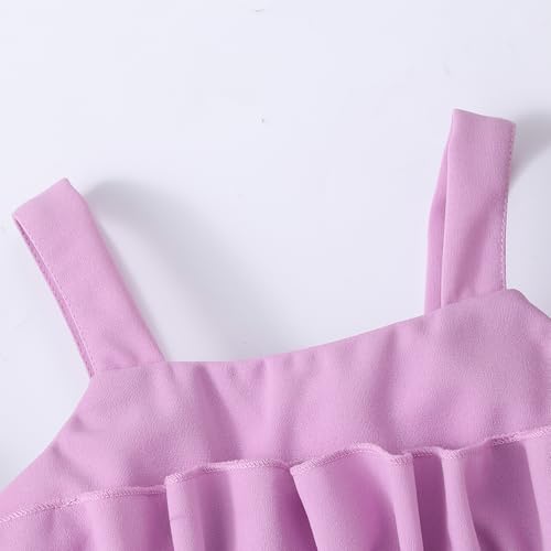 Image of Cute Toddler Girls Two Piece Short Sets Ruffle Sleeveless Top and Elastic Waistband Short Sets