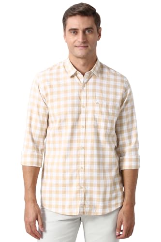 Image of Peter England Slim Fit Checkered Casual Shirt for Men - Full Sleeves | Cotton | Smart & Stylish