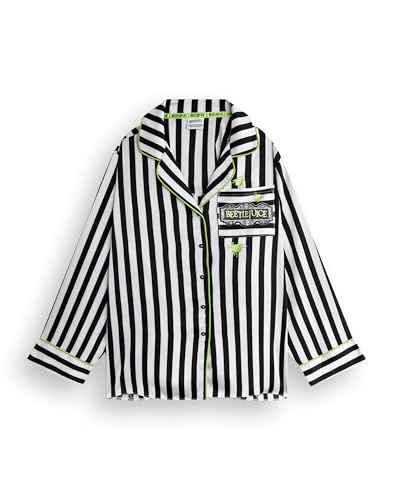 Beetlejuice Womens Striped Pyjama Set in Black and White | Long Sleeve Long Leg PJs | Beetlejuice Ladies Nightwear | Cosy Sleepwear Set for Women | Gothic Style Sleep Set | Loungewear Merchandise - Image 5