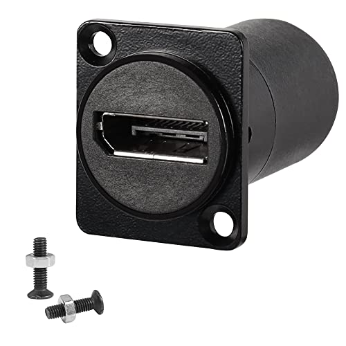 QIANRENON DP1.4 Panel Mount Feedthrough Connector 8k@60hz Displayport Female to Female Panel Coupler, D-Type and XLR Panel Mount for HD Digital Audio/Video Multimedia Signal Transmission