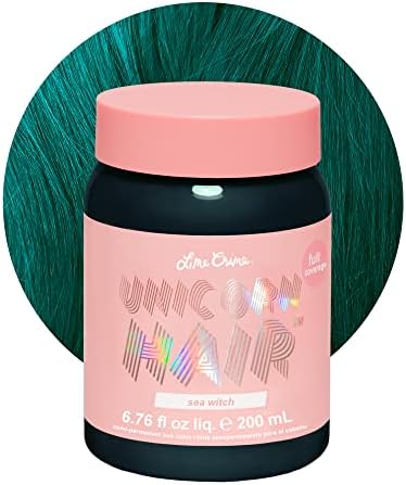 Lime Crime Unicorn Hair Dye Full Coverage, Sea Witch (Rich Teal) - Vegan and Cruelty Free Semi-Permanent Hair Color Conditions & Moisturizes - Temporary Green Hair Dye With Sugary Citrus Vanilla Scent