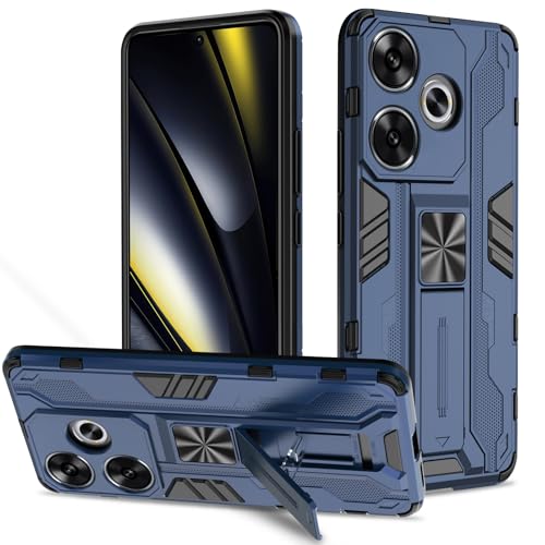 Btstring Funda para Xiaomi Poco F6 5G / Redmi Turbo3, Carcasa Protectora Antigolpes con Soporte Reforzado, Case Protectora de Grado Militar- Azul