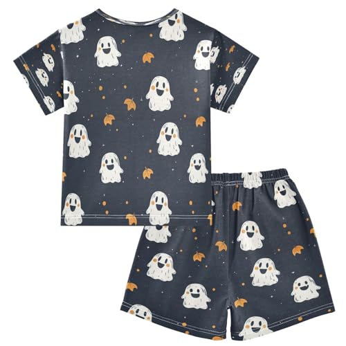 Pajama Sets Short Sleeve Cute Ghostly Pattern Soft Cotton Summer Sleepwear 2 Piece PJS Size 5-14T2