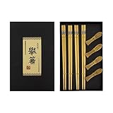 DigitiZerArt 4 Pairs Japanese Style Bamboo Chopsticks with Cartoon Cute Fat Fish Chopstick Rest gift
