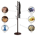 Liukouu Perchero De Madera, 8 Ganchos Forma del áRbol De La Vendimia Perchero Perchero De Montaje Independiente Perchero De Entrada para Sombrero, Ropa, Bolsos(café)