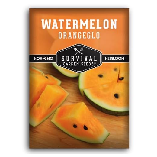 Survival Garden Seeds Orangeglo Watermelon Seed for Planting - 1 Packet of Fruit Seeds with Instructions to Grow Orange Watermelons in Your Home Vegetable Garden - Non-GMO Heirloom Variety
