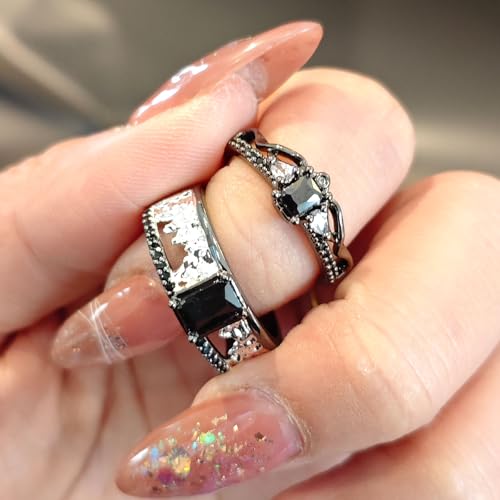 Love And Deepspace Sylus Cosplay Rings Game Intimate Couple Rings Black Gemstone Alloy Pair Ring Adjustable Jewelry Props3