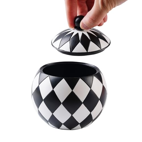 Black and White Checkered Resin Jewellery Box with Lid, Modern Jewelry Storage Case for Necklaces, Earrings, Bracelets, Rings-for Home Decor Decorative Boxes Travel Display Box