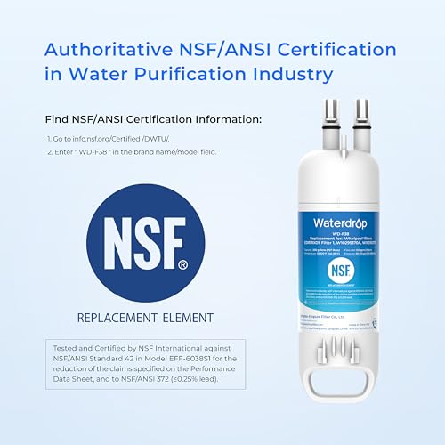 Waterdrop ๐๐๐๐๐๐๐๐ Replacement for Everydropยฎ ๐
๐ข๐ฅ๐ญ๐๐ซ ๐,W10295370A, EDR1RXD1B, P8RFWB2L, P4RFWB, Kenmoreยฎ 46-9081, 46-9930, WD-F38 Refrigerator Water Filter, 2 Filters
