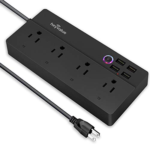Smart Power Strip, WiFi Surge Protector, Voice Control with Alexa & Google Home, 4 AC Outlets 4 USB Port with 6-Foot Cord, App Control Appliances, Individual Control, Timing Schedule, No Hub Required
